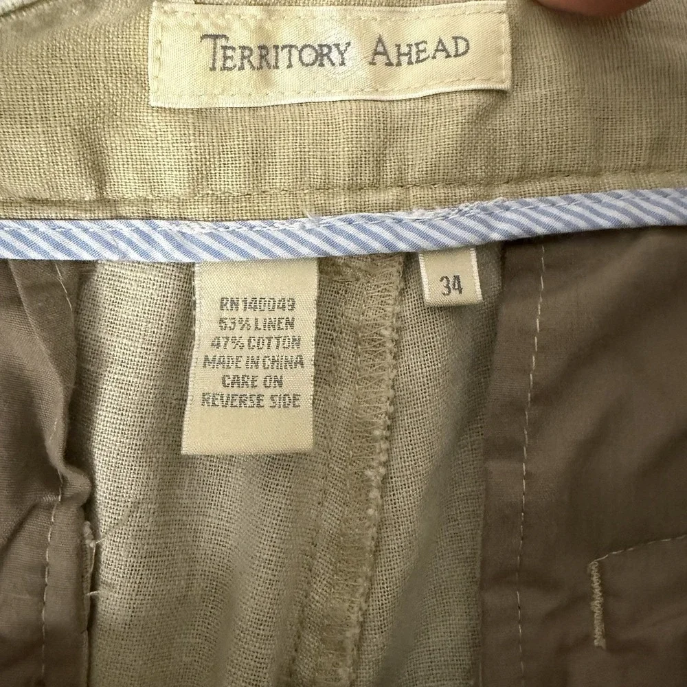 Territory Ahead Pants Mens 34x32 Linen Cotton Blend Textured Lightweight Chino